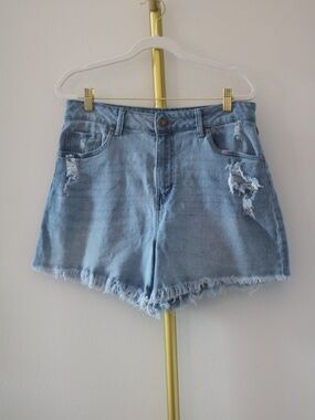 Sincerely Jules Light Blue Distressed Denim Cutoff Shorts